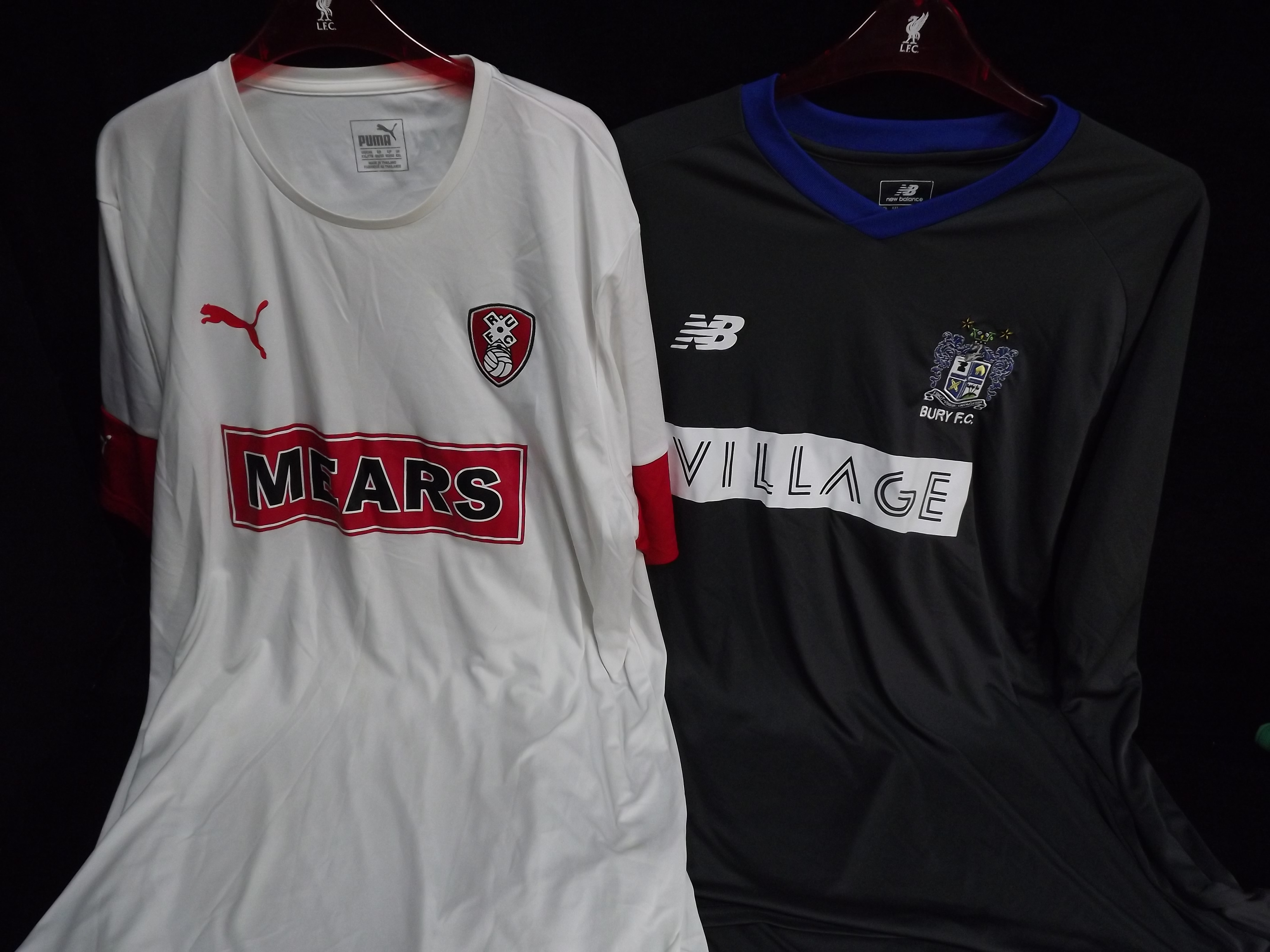 6 x English Football Shirts. Bury Surridge Bridge Blue Green No.26 Shirt(Wear, reverse blank, M), - Image 4 of 7