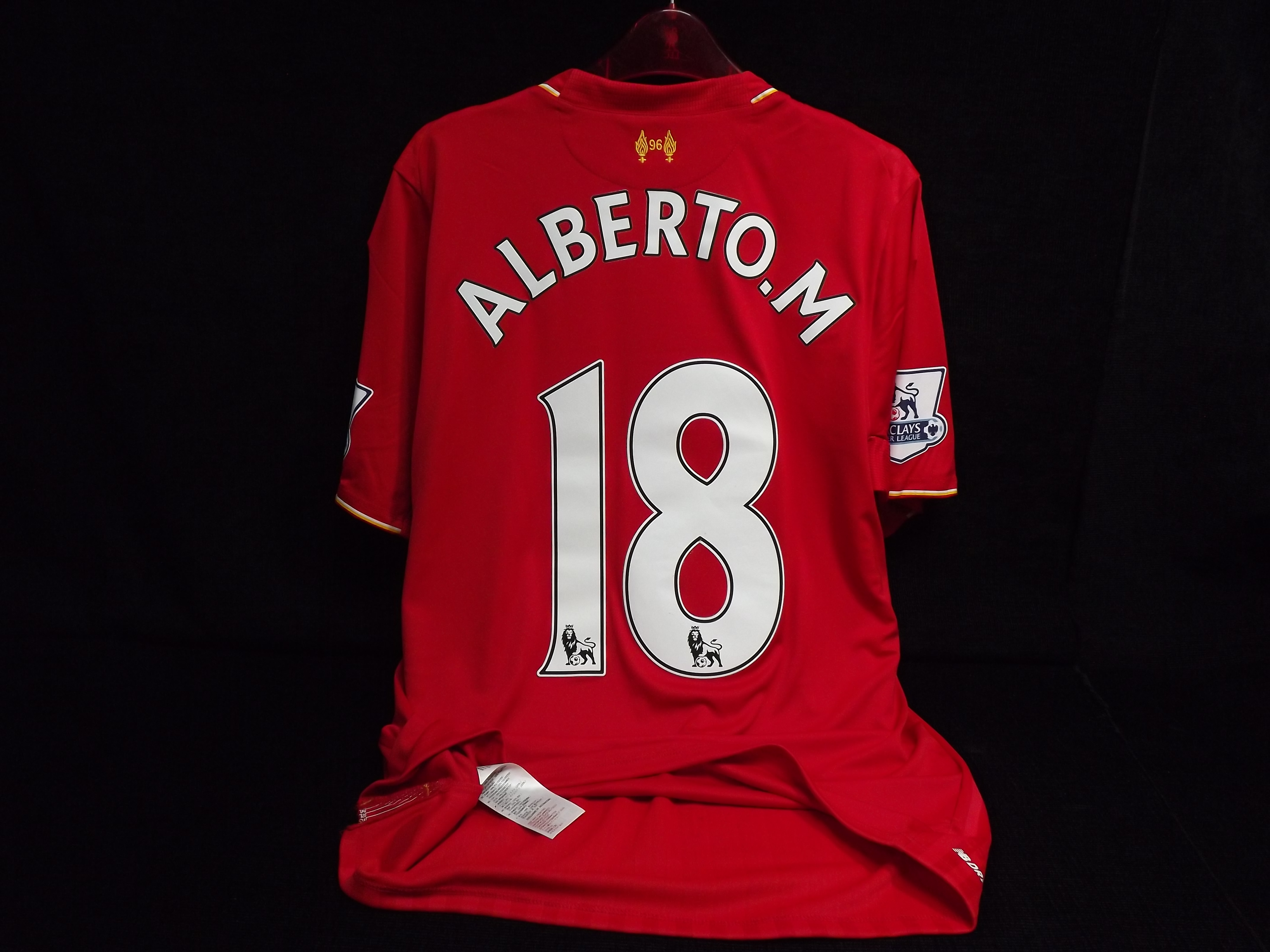 L.F.C. Alberto Moreno No. 18. 2015-2016 Signed Player Home Shirt. NB New Balance / Standard - Image 9 of 11