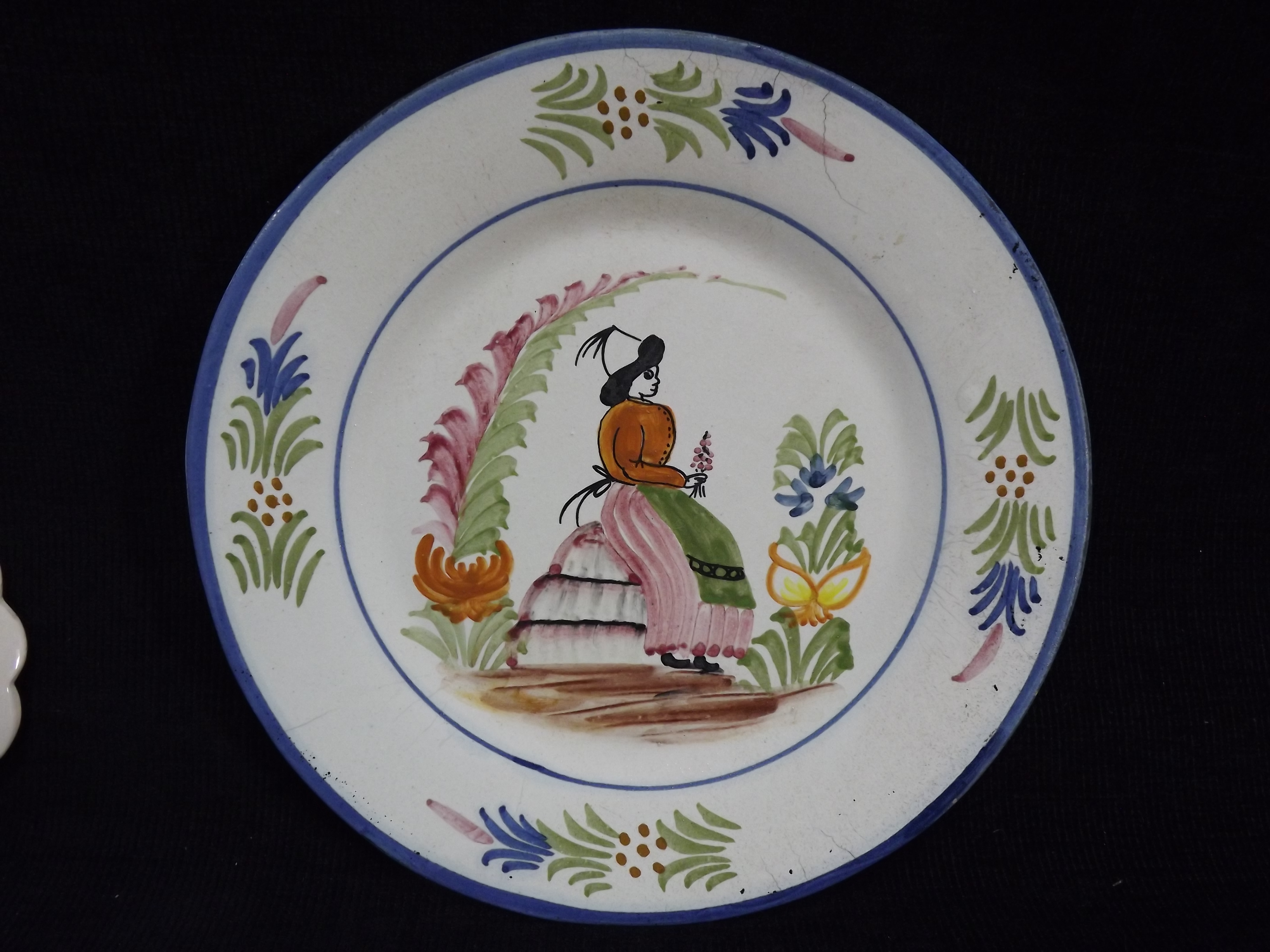 France Faience Pottery. 2 x Henriot Quimper marked items and a further plate possibly 18th or 19th - Image 9 of 12