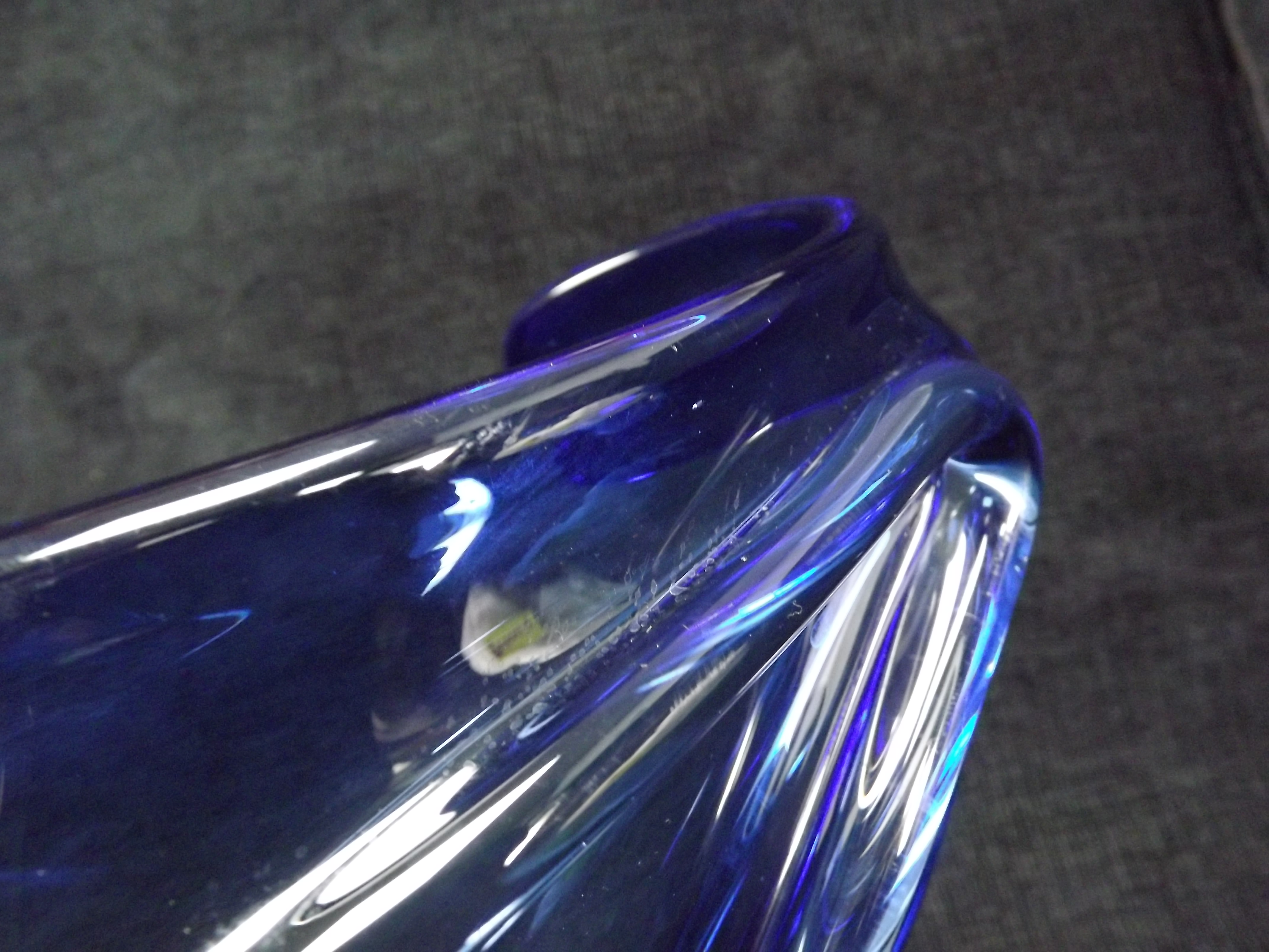 Large Blue Waves Murano style Glass Fruit Bowl or Vase and a Cased Crystal Glass Pot Pourri Jar with - Image 5 of 9