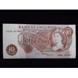 Great Britain QEII Banknote. Bank of England - Ten Shilling Note - D22N 187831. Appears uncirculated