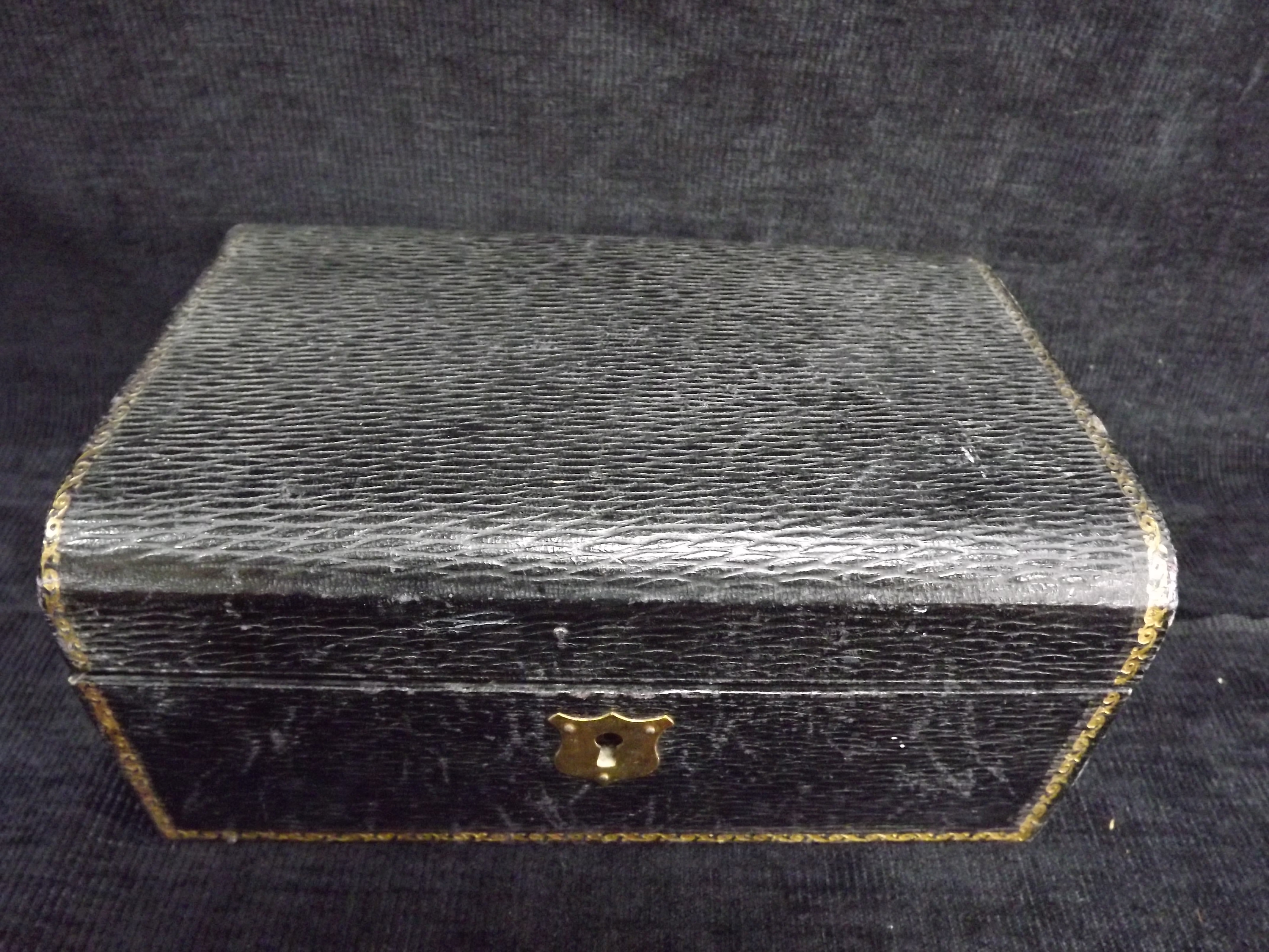 Box of Antique and later Costume Jewelry in wooden covered Box(no key) with small amount of - Image 13 of 13