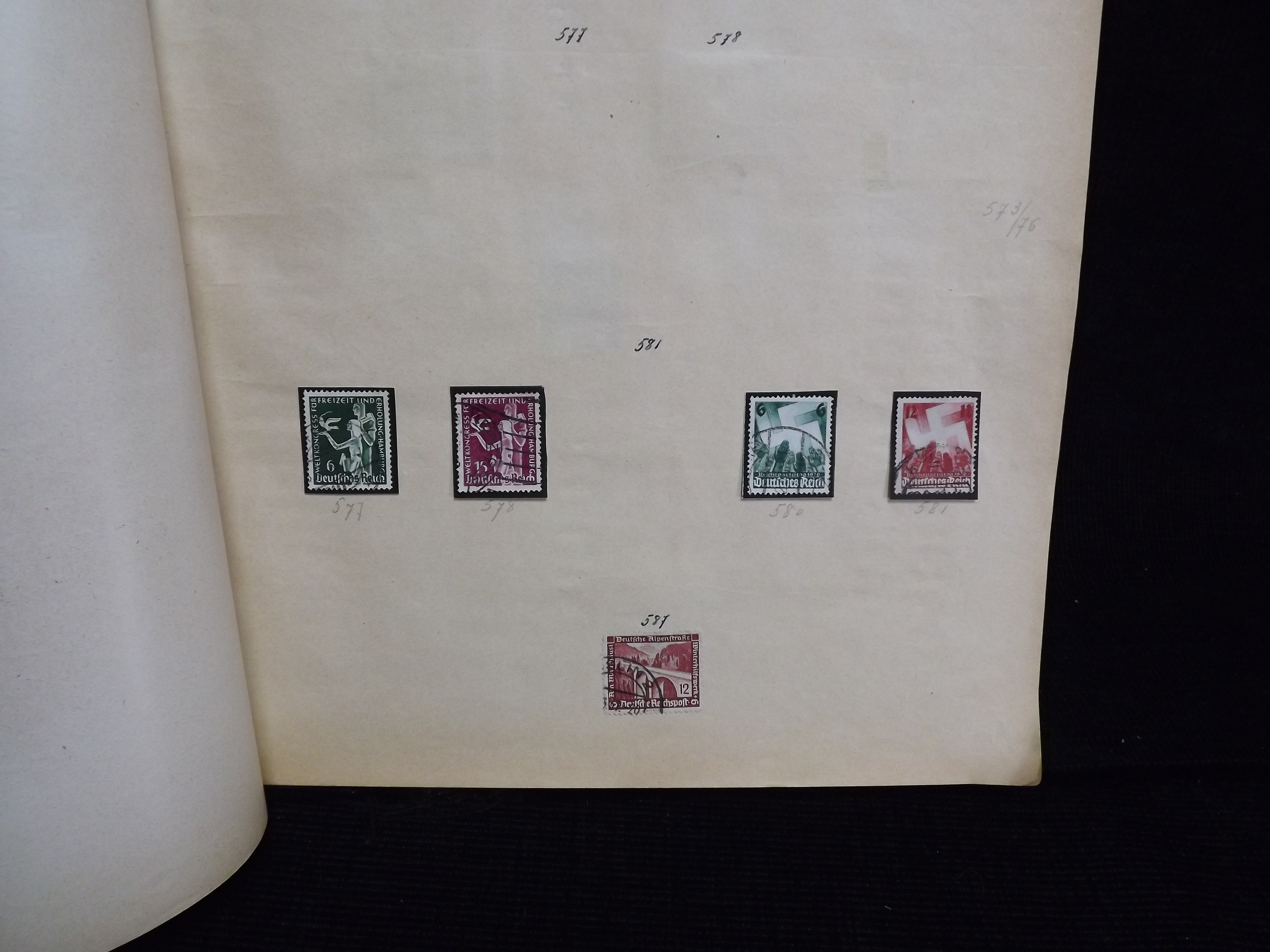 Over 500 x German Used & Mint Postage Stamps. Housed in old ledger page Album. Includes various - Image 16 of 30