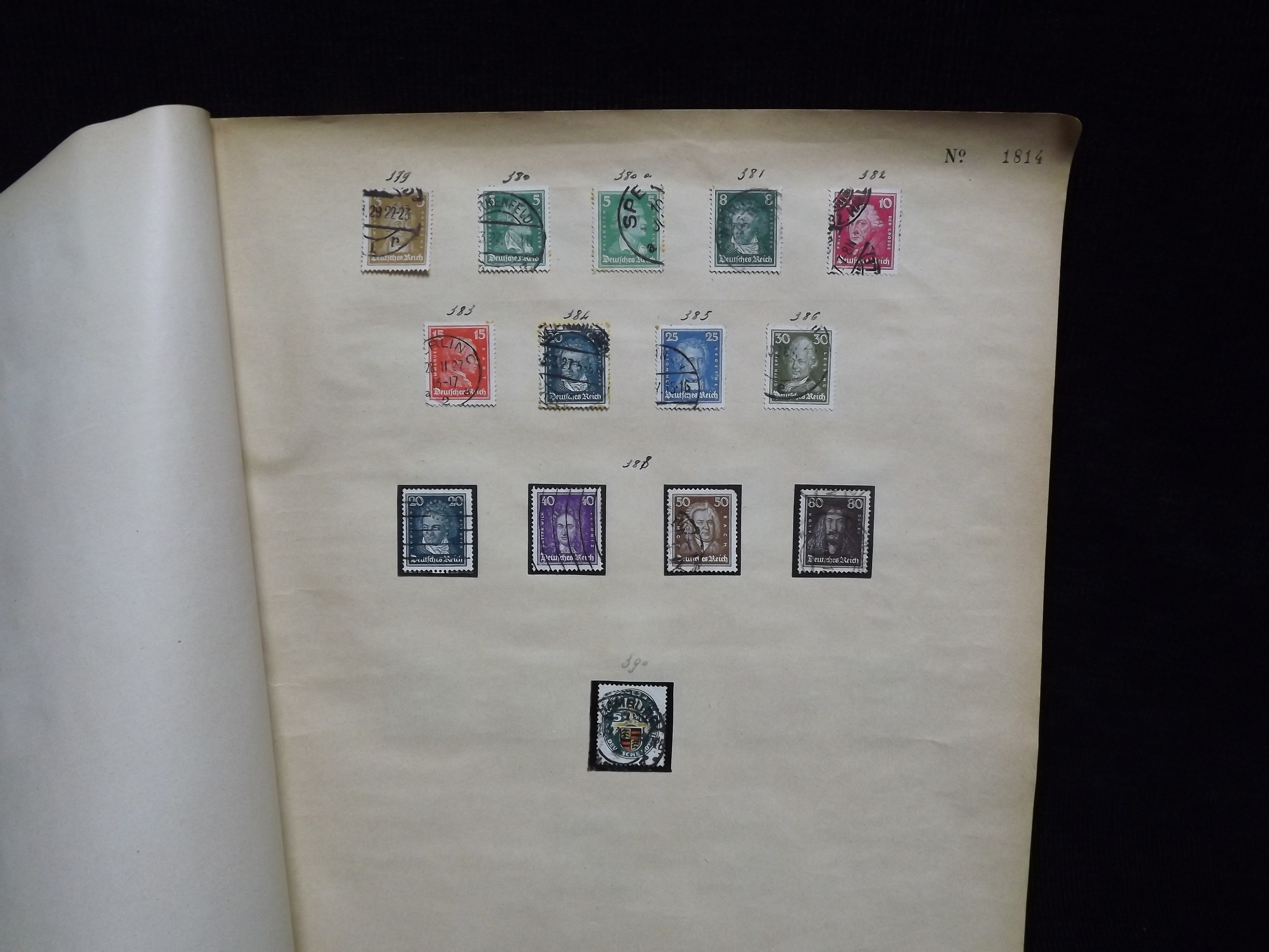 Over 500 x German Used & Mint Postage Stamps. Housed in old ledger page Album. Includes various - Image 11 of 30