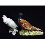 2 x European Ceramic Birds. Beswick England Pheasant model 1225, round stamp and impressed factory