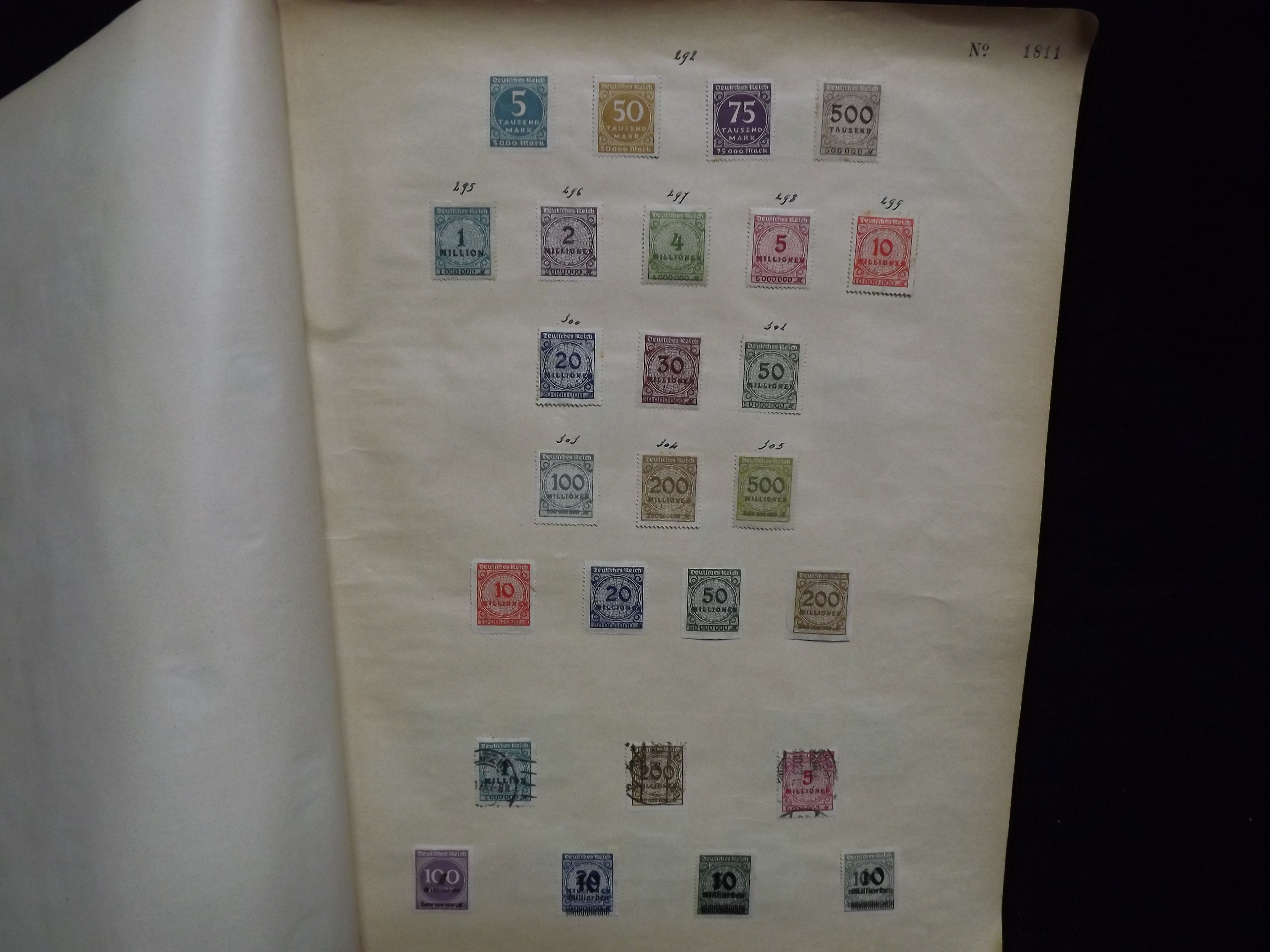 Over 500 x German Used & Mint Postage Stamps. Housed in old ledger page Album. Includes various - Image 8 of 30