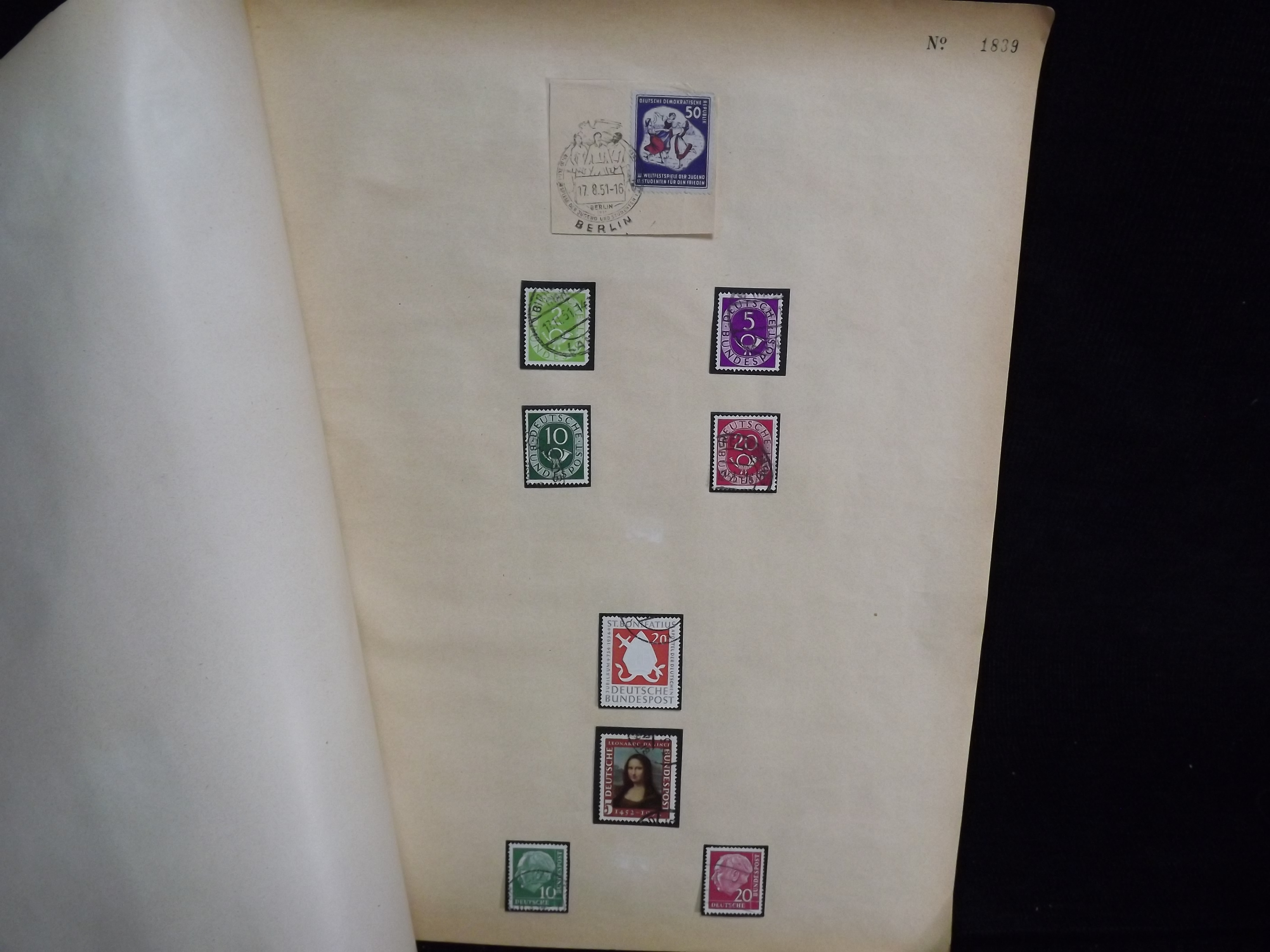 Over 500 x German Used & Mint Postage Stamps. Housed in old ledger page Album. Includes various - Image 23 of 30