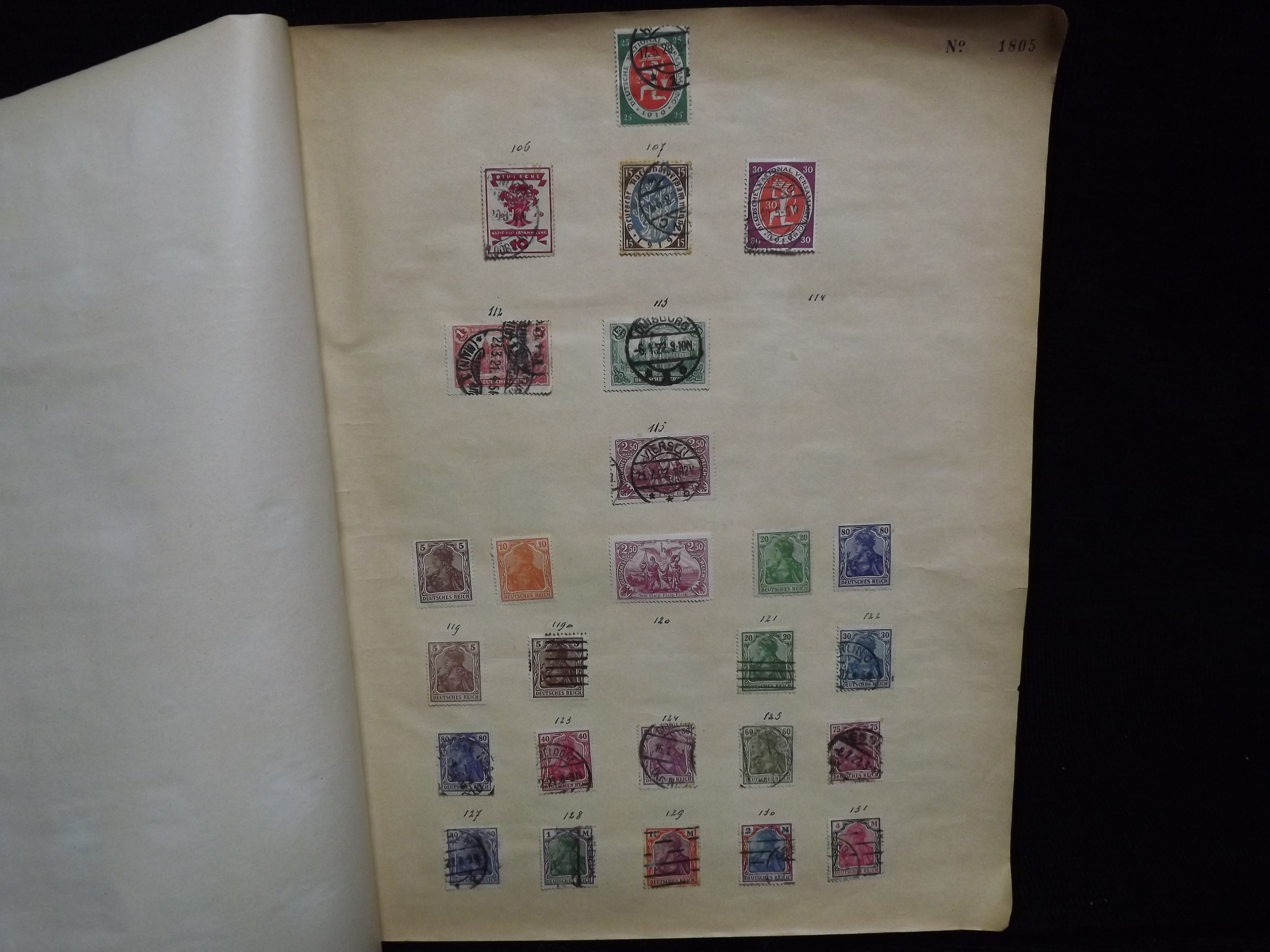 Over 500 x German Used & Mint Postage Stamps. Housed in old ledger page Album. Includes various - Image 4 of 30