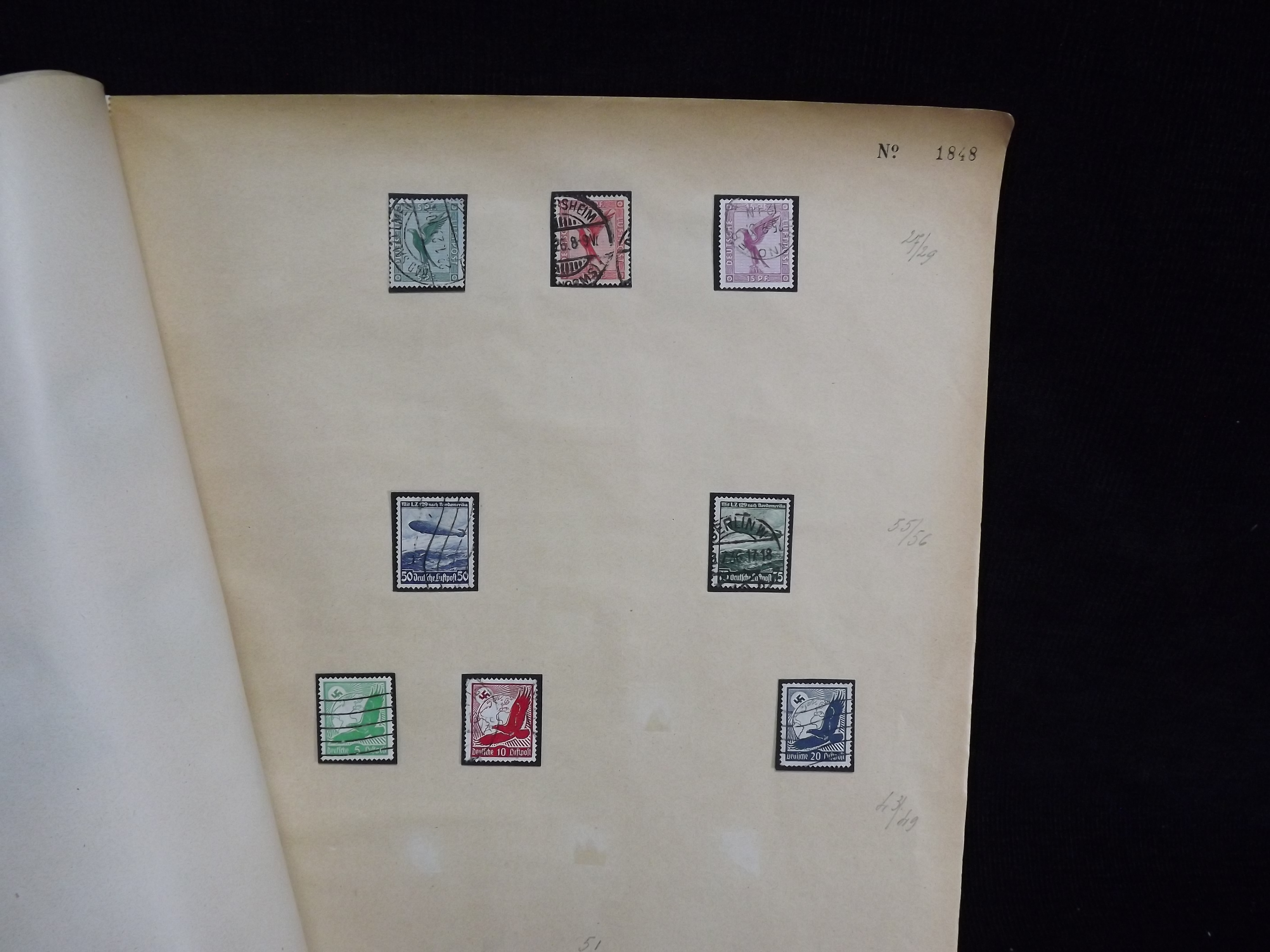 Over 500 x German Used & Mint Postage Stamps. Housed in old ledger page Album. Includes various - Image 29 of 30