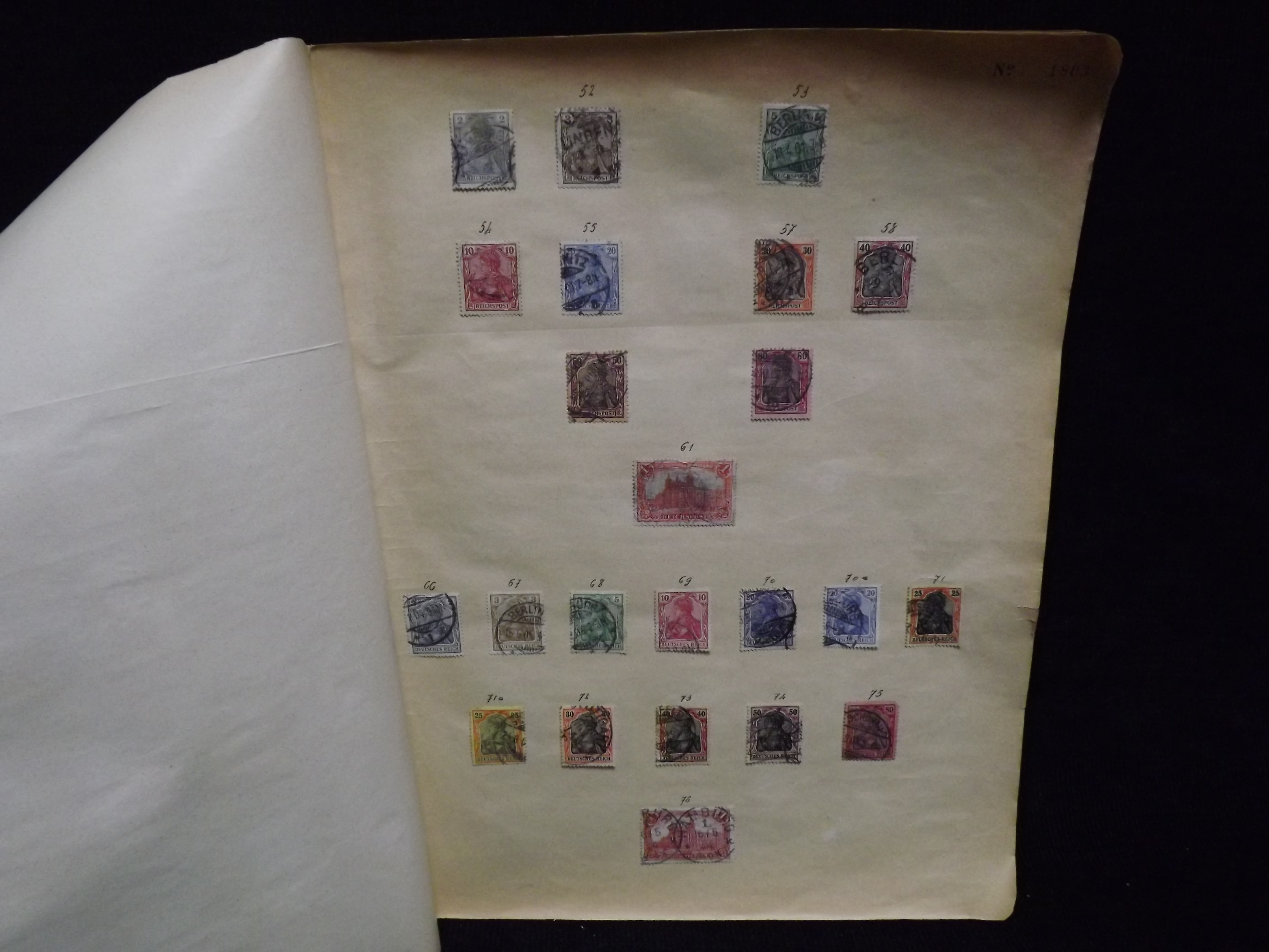 Over 500 x German Used & Mint Postage Stamps. Housed in old ledger page Album. Includes various - Image 2 of 30