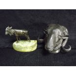 GB or Canada - 2 x Cast Bronze Animal Figures. 19th or 20th century. Large Ram or Sheep's Wall Mount