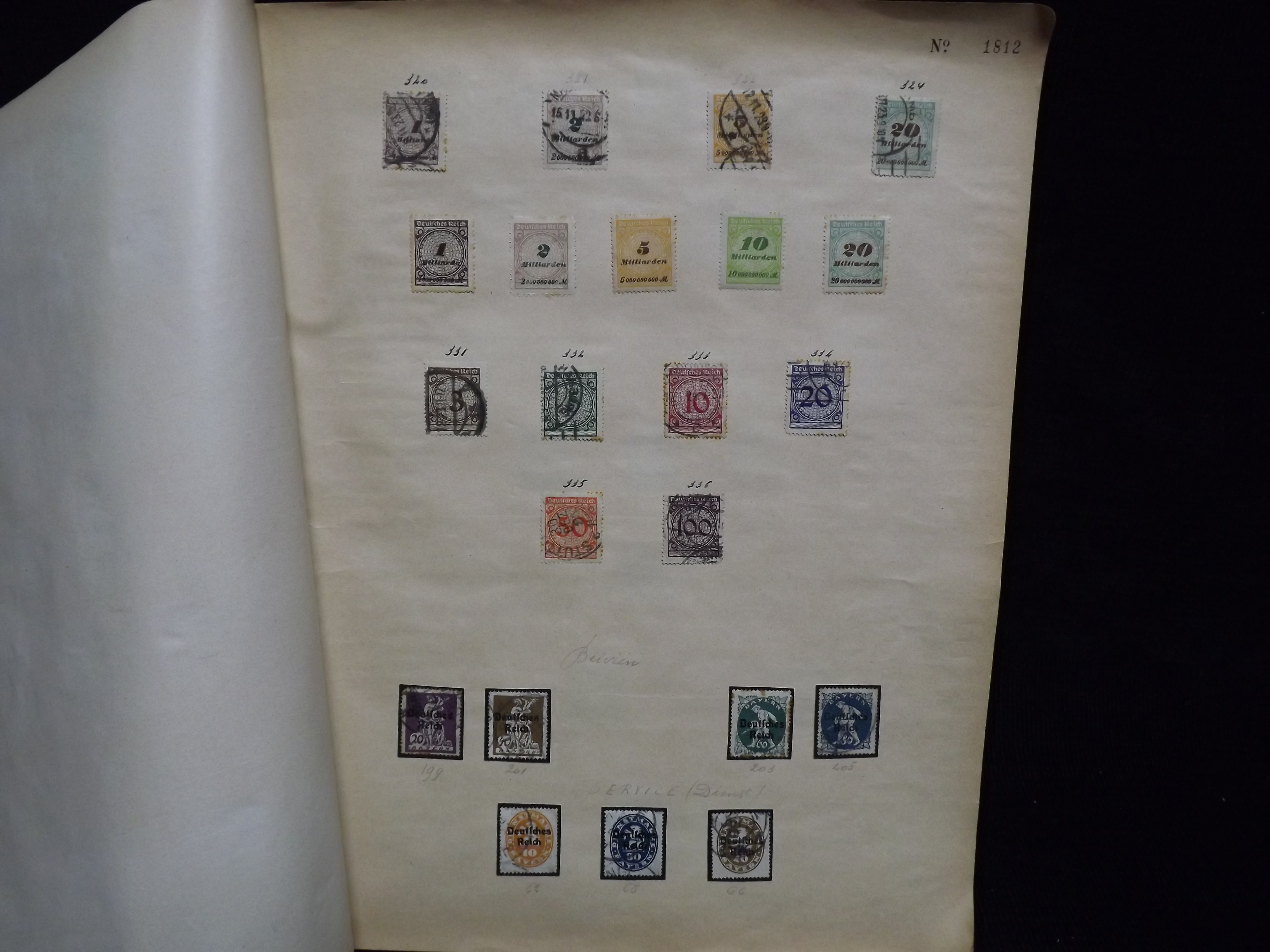 Over 500 x German Used & Mint Postage Stamps. Housed in old ledger page Album. Includes various - Image 9 of 30