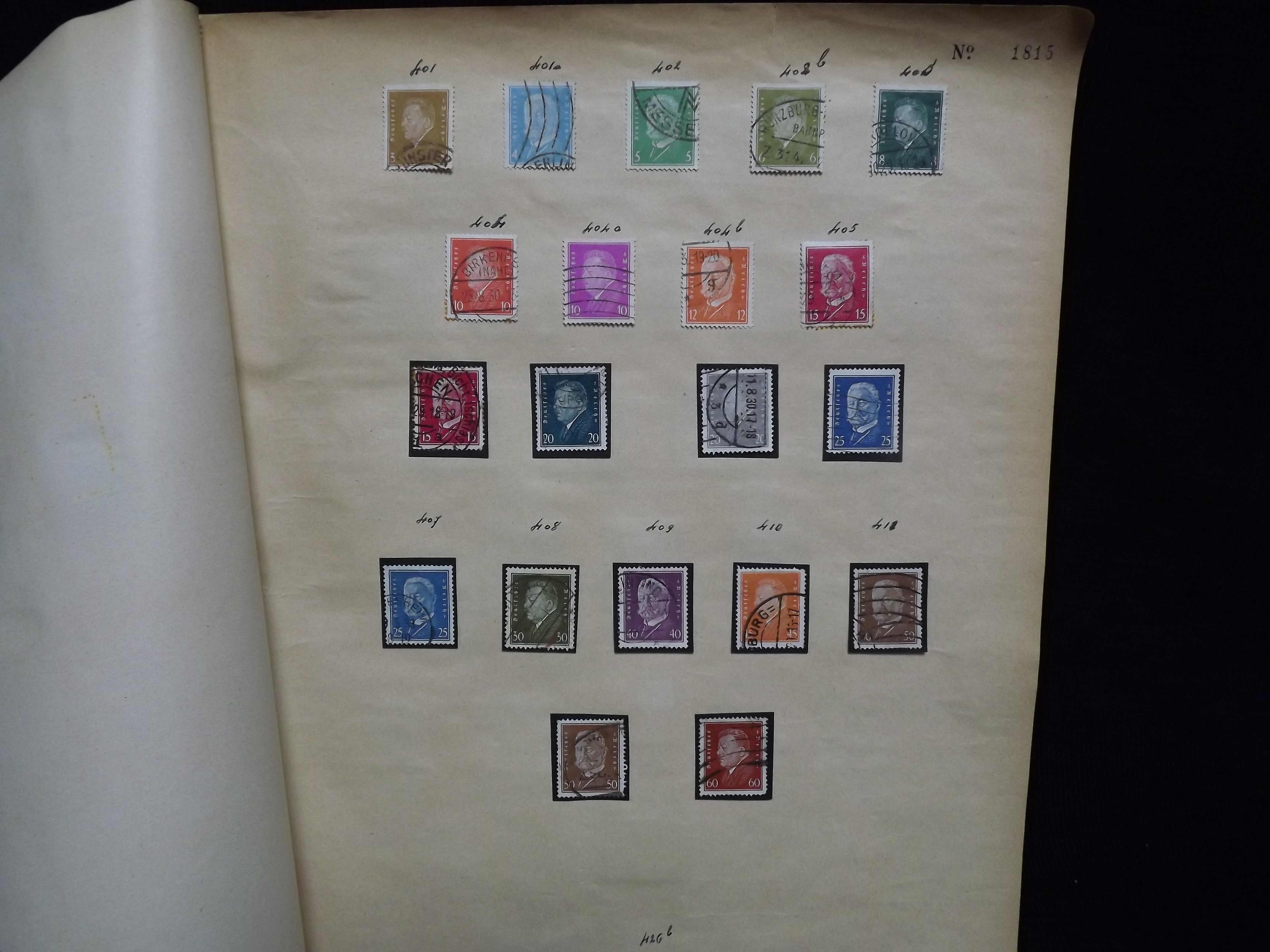 Over 500 x German Used & Mint Postage Stamps. Housed in old ledger page Album. Includes various - Image 12 of 30