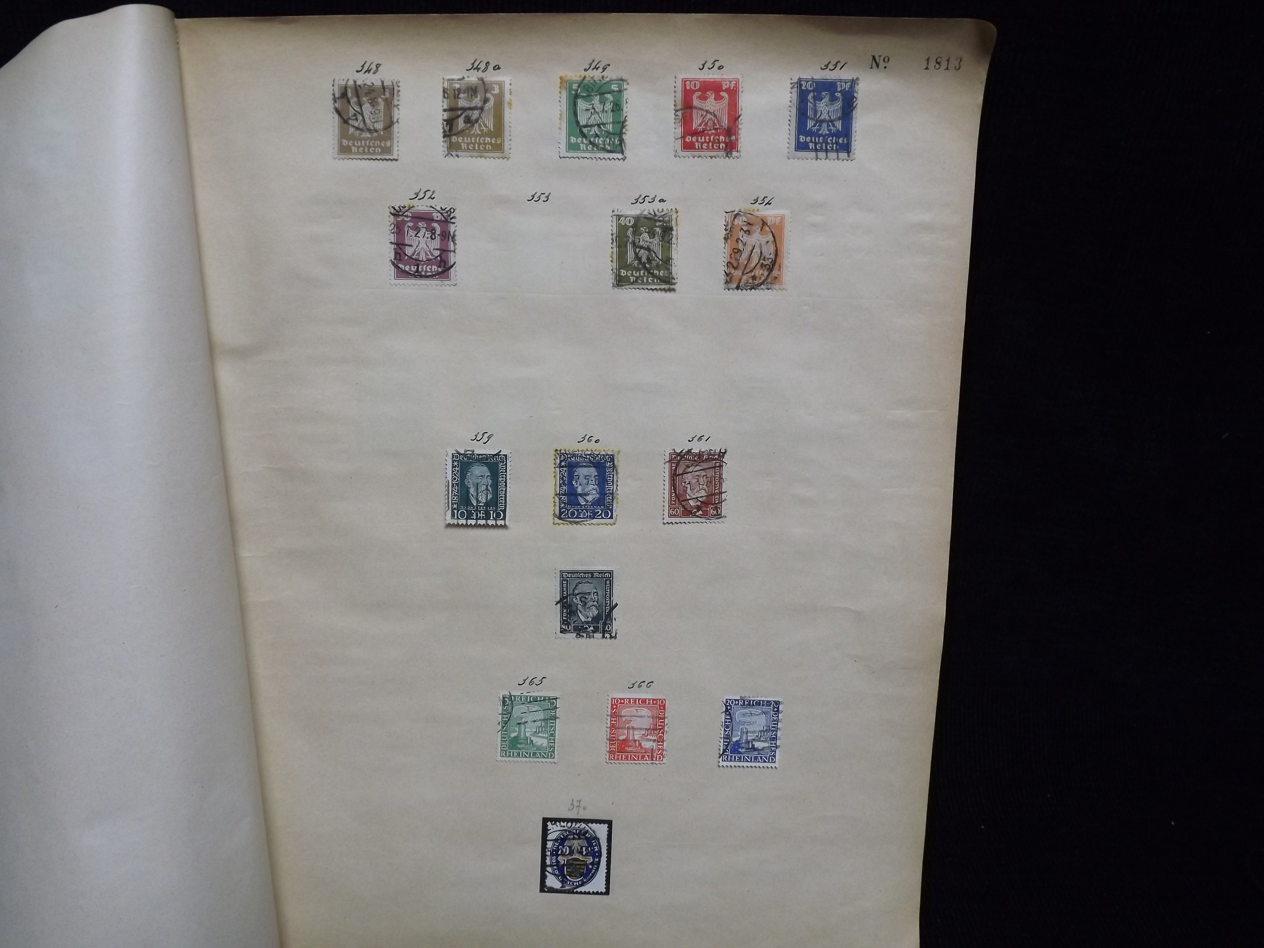 Over 500 x German Used & Mint Postage Stamps. Housed in old ledger page Album. Includes various - Image 10 of 30