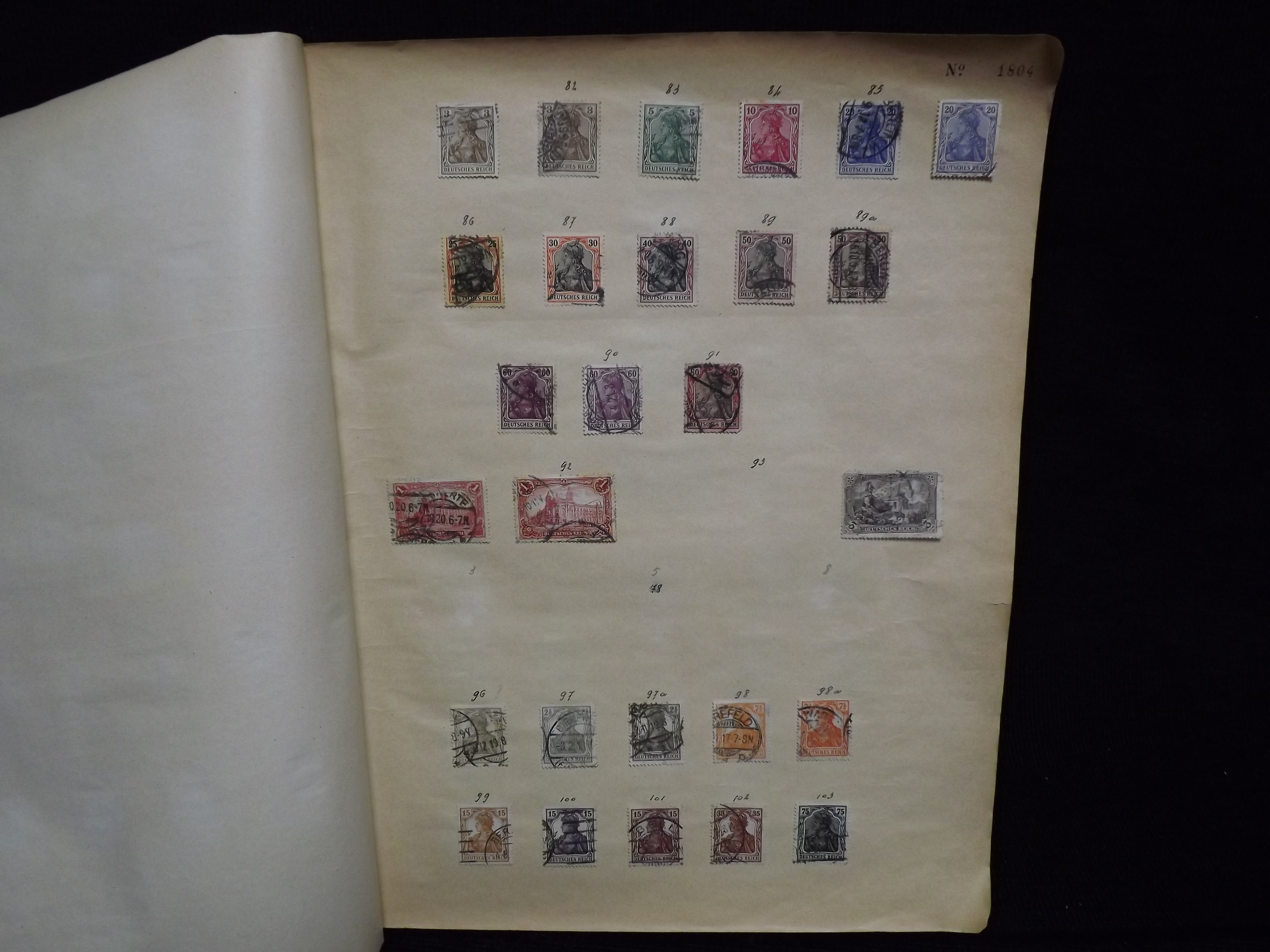 Over 500 x German Used & Mint Postage Stamps. Housed in old ledger page Album. Includes various - Image 3 of 30