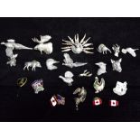U.S.A. Canada U.K. Hunting Metal Badge Collection includes Silver. Woodcock Badge with 12 x