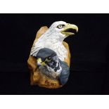 Thomas Arthur Spatafore 1950-2021 Canada. Wood and Resin carving of an Eagle and a Hawk's Head