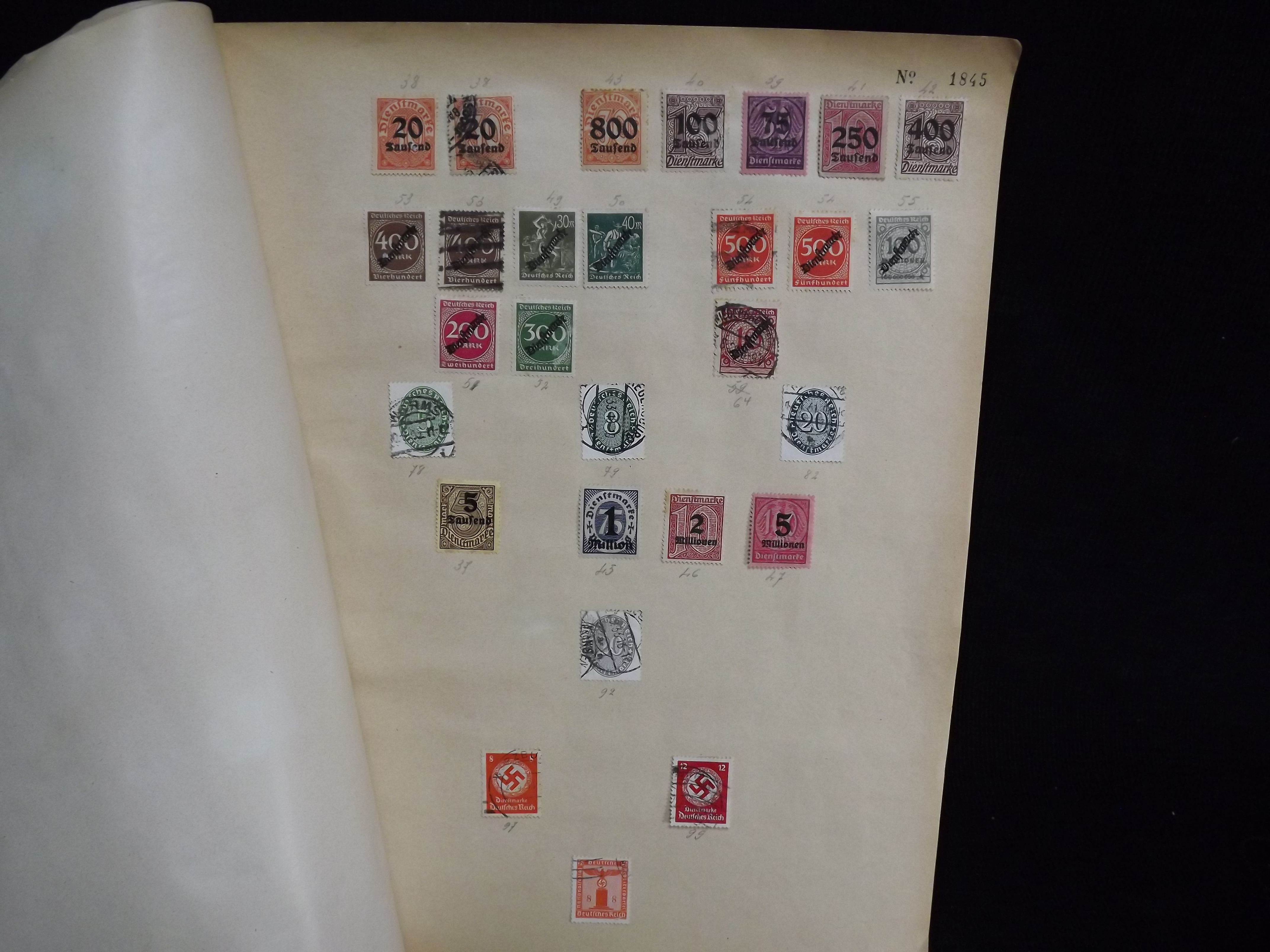 Over 500 x German Used & Mint Postage Stamps. Housed in old ledger page Album. Includes various - Image 27 of 30