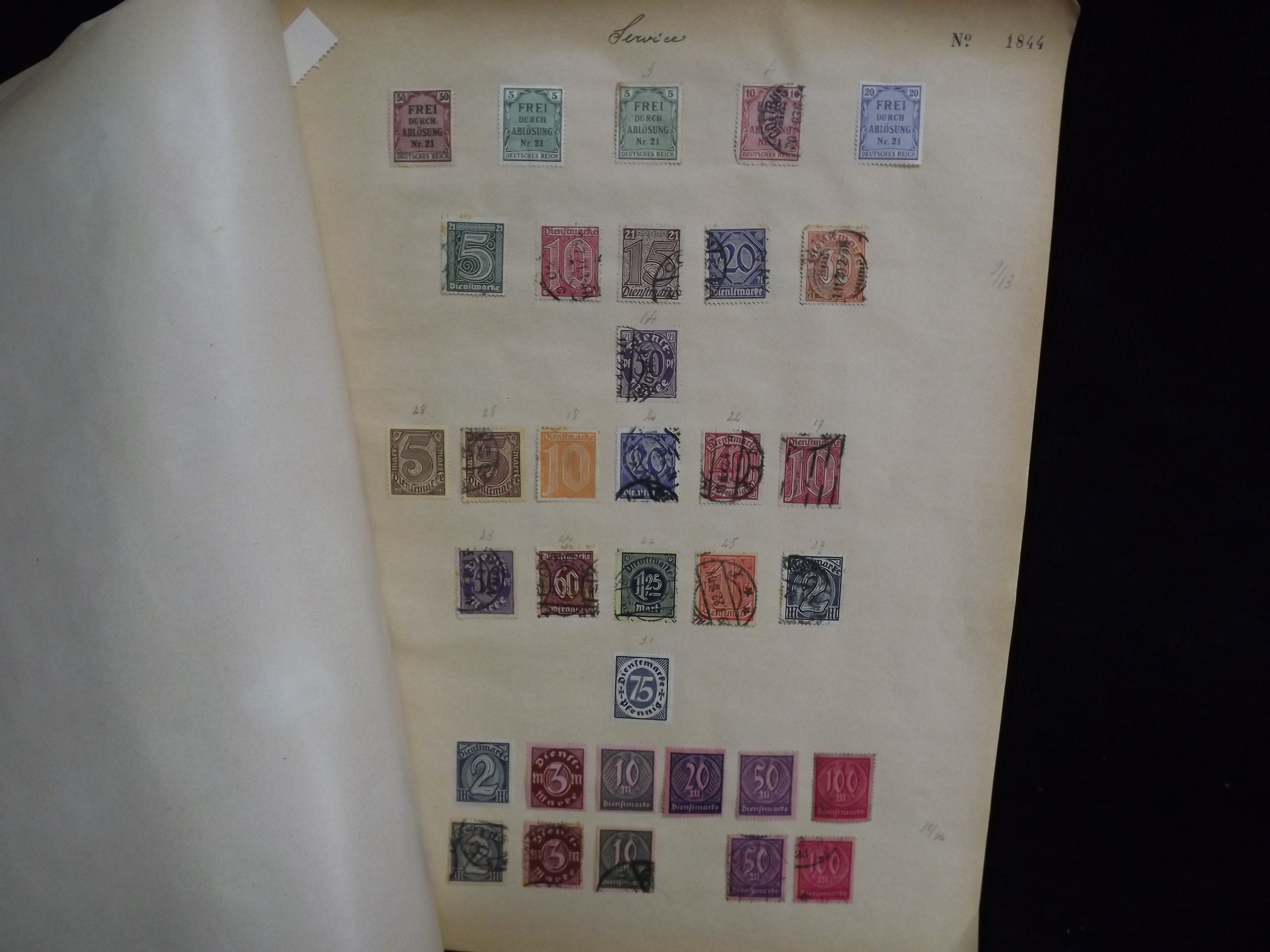 Over 500 x German Used & Mint Postage Stamps. Housed in old ledger page Album. Includes various - Image 26 of 30