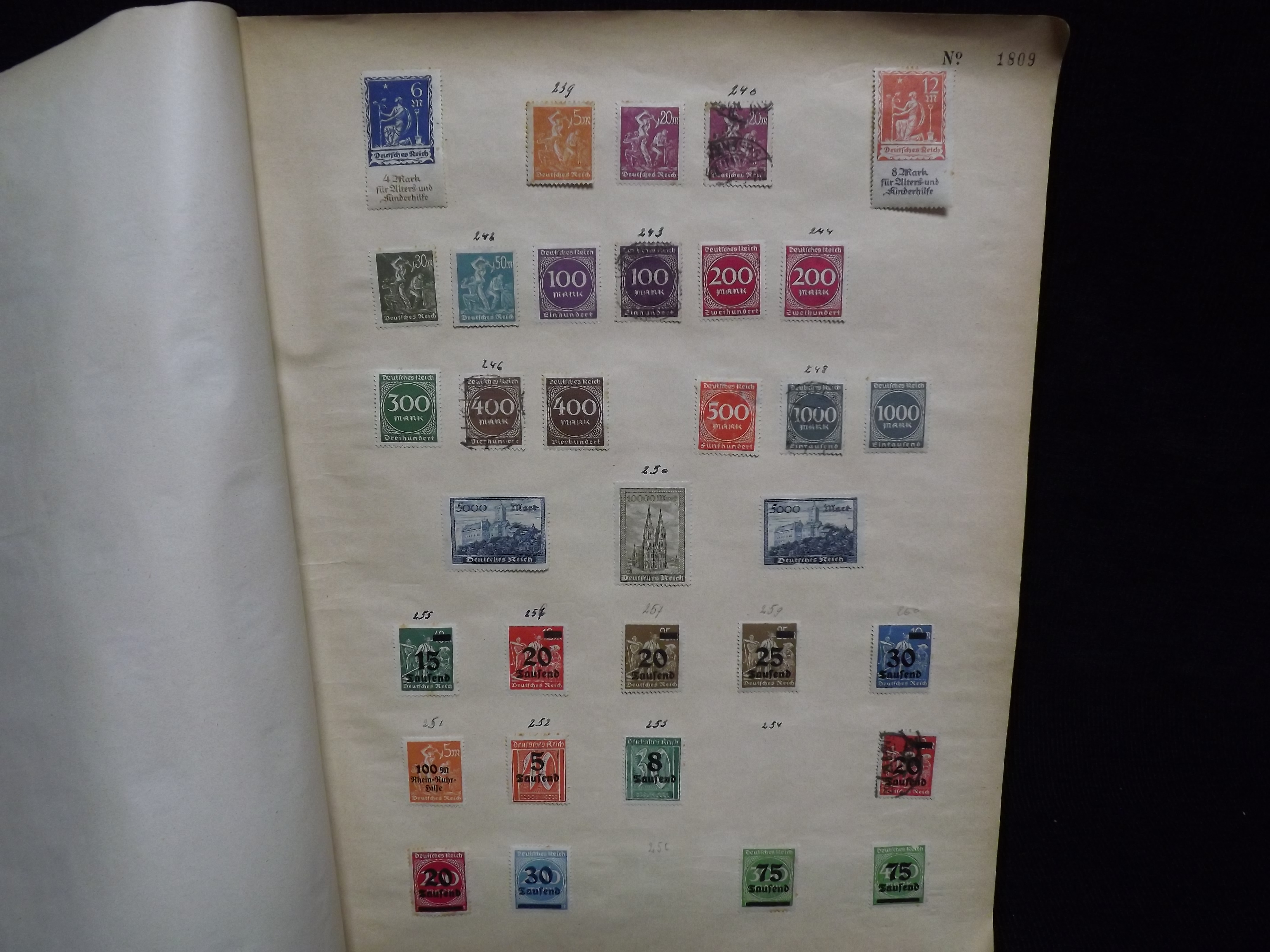 Over 500 x German Used & Mint Postage Stamps. Housed in old ledger page Album. Includes various - Image 6 of 30
