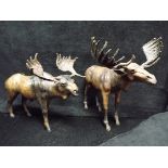 Canada North America - Large Pair of Moose Wood Carvings wrapped in Leather possibly Native First