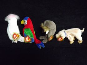 4 x U.S.A. Ty Warner Beanie Babies - 'Jabber' China 1998 P.E. Pellets, 'Jolly' Indonesia 1996 P.V.C.