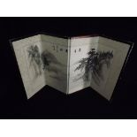 Chinese small folding Table Screen with Mountainous and lake scene and character marks