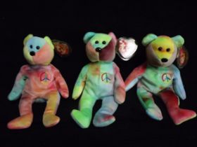 3 x U.S.A. Ty Warner 1996 'Peace' Beanie Babies. All made in Indonesia and filled with P.E. Pellets.