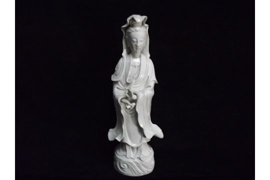 Chinese Large Blanc De Chine Dehua Style Porcelain figure of a standing Guan Yin. Condition - - Image 2 of 6