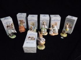 7 x GB Royal Albert 'Peter Rabbit' Beatrix Pottery Figures. Titles are - Poorly Peter Rabbit,