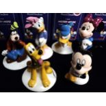 6 x GB Royal Doulton Mickey Mouse 70th Anniversary Figures. Model MM1 Mickey Mouse, MM2 Minnie