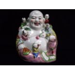 Chinese Famille Rose Budai and Boys 20th century figure group