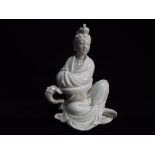 Chinese Small Blanc De Chine Dehua Style Porcelain figure of a Seated Guan Yin. Condition - No