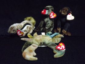 4 x U.S.A. Ty Warner Beanie Babies - 'Cheeks' China 1999 P.E. Pellets, 'Chipper' China 1999 P.E.