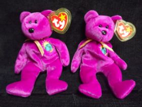 2 x U.S.A. Ty Warner 1999 'Millennium' Beanie Babies. Both are China with P.E. Pellets, Hologram and