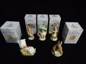 5 x GB Royal Albert 'Benjamin Bunny' Beatrix Pottery Figures. Titles are - Mr Benjamin Bunny,