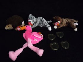 4 x U.S.A. Ty Warner Beanie Babies - 'Prickles' China 1999 P.E. Pellets Hologram Tag, 'Pinky'