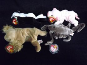 4 x U.S.A. Ty Warner Beanie Babies - 'Stinger' China 1998 P.E. Pellets, 'Stinky' China 1995 P.V.C.