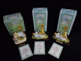 3 x GB Royal Doulton 'Winnie-the-Pooh collection' Limited Edition Tableau Figure groups on Wooden