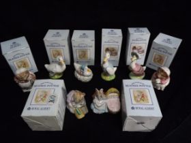 8 x GB Royal Albert 'Puddle-Duck, Tiggy Winkle & Hunca Munca' Beatrix Pottery Figures. Titles