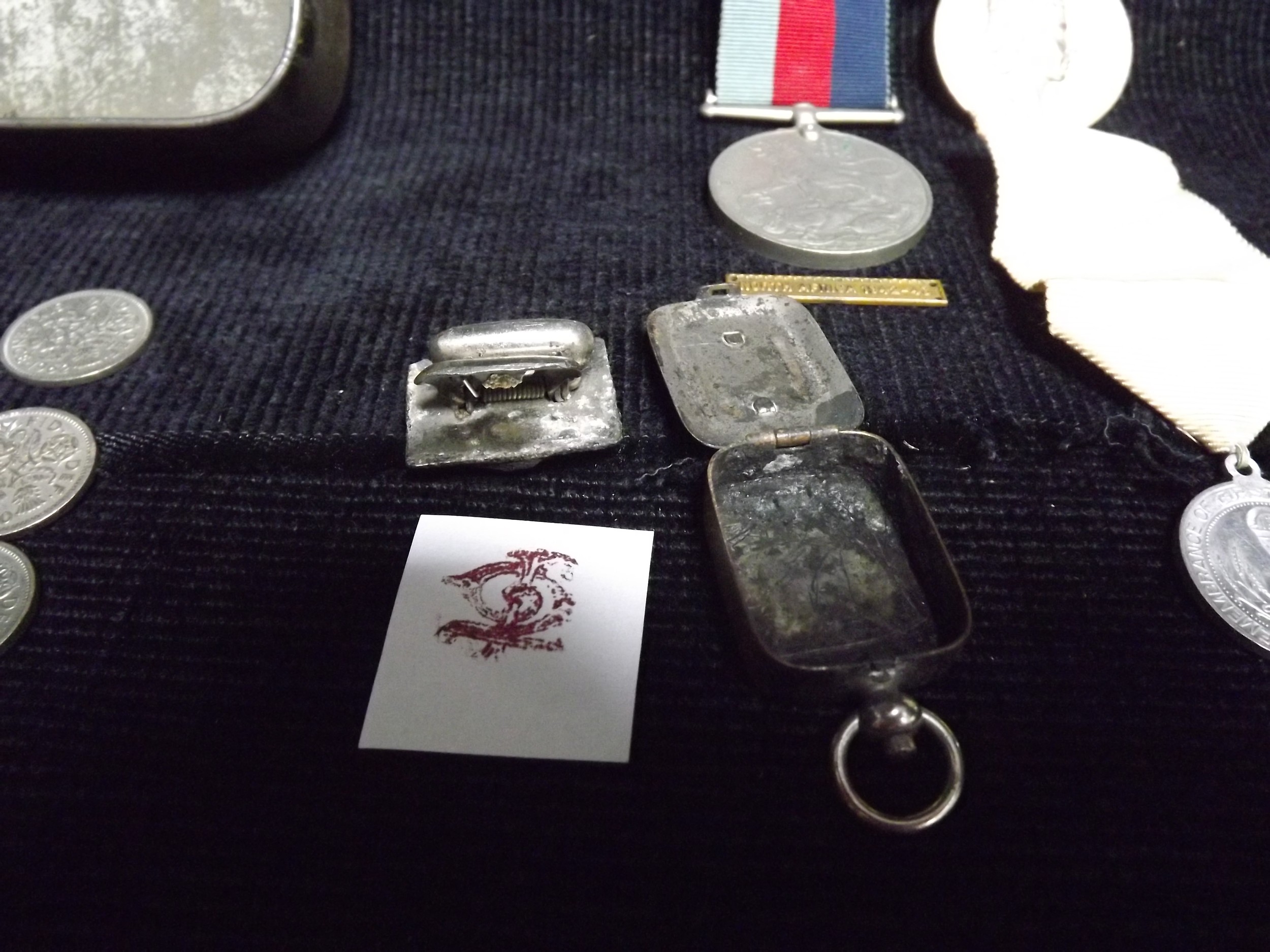 GB - Gentlemen's collection of Medals, Coins, Stamps, Pocket Watch, Metal cased Moniker Stamp and - Image 4 of 8