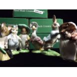 6 x GB Royal Doulton / Beswick Beatrix Potter BP9 Gold Backstamped Pottery Figures. F. Warne 1997.