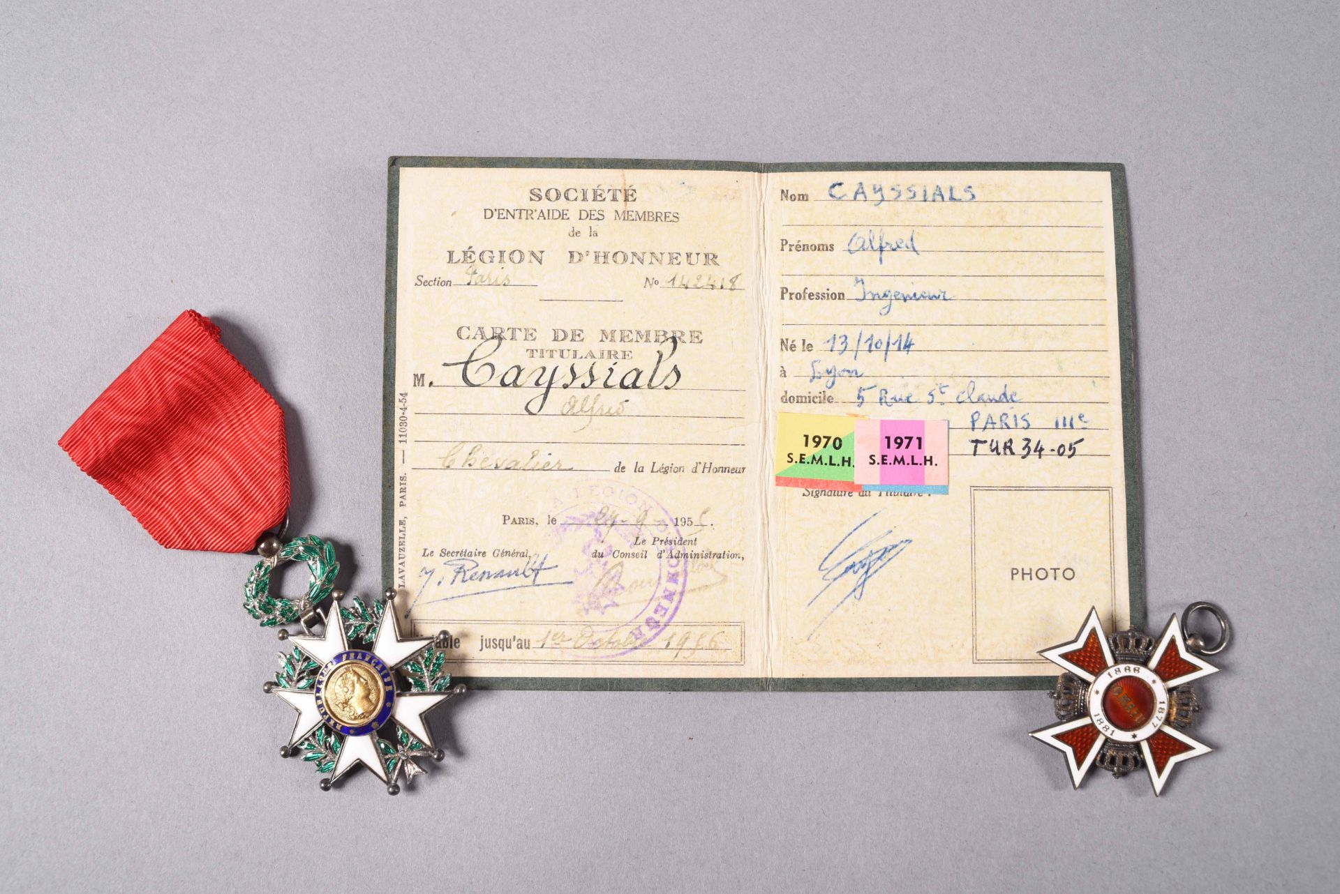 FRANCE et ROUMANIE. Insigne de chevalier de la Légion d'honneur, en argent 800 millièmes, émail et - Image 2 of 2