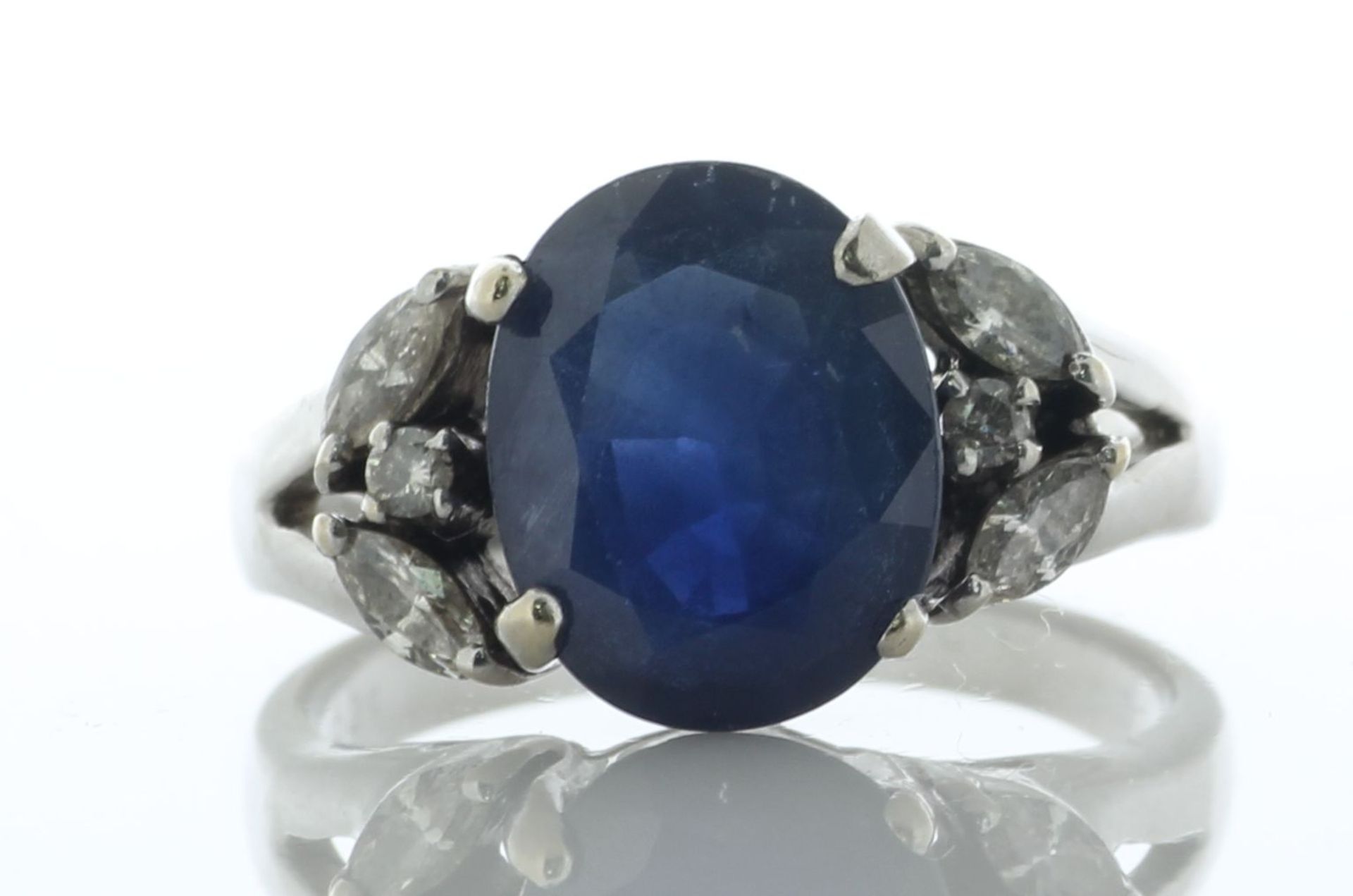 18ct White Gold Diamond And Sapphire Ring (S5.00) 0.35 Carats - Valued By AGI £8,475.00 - A huge - Image 4 of 4