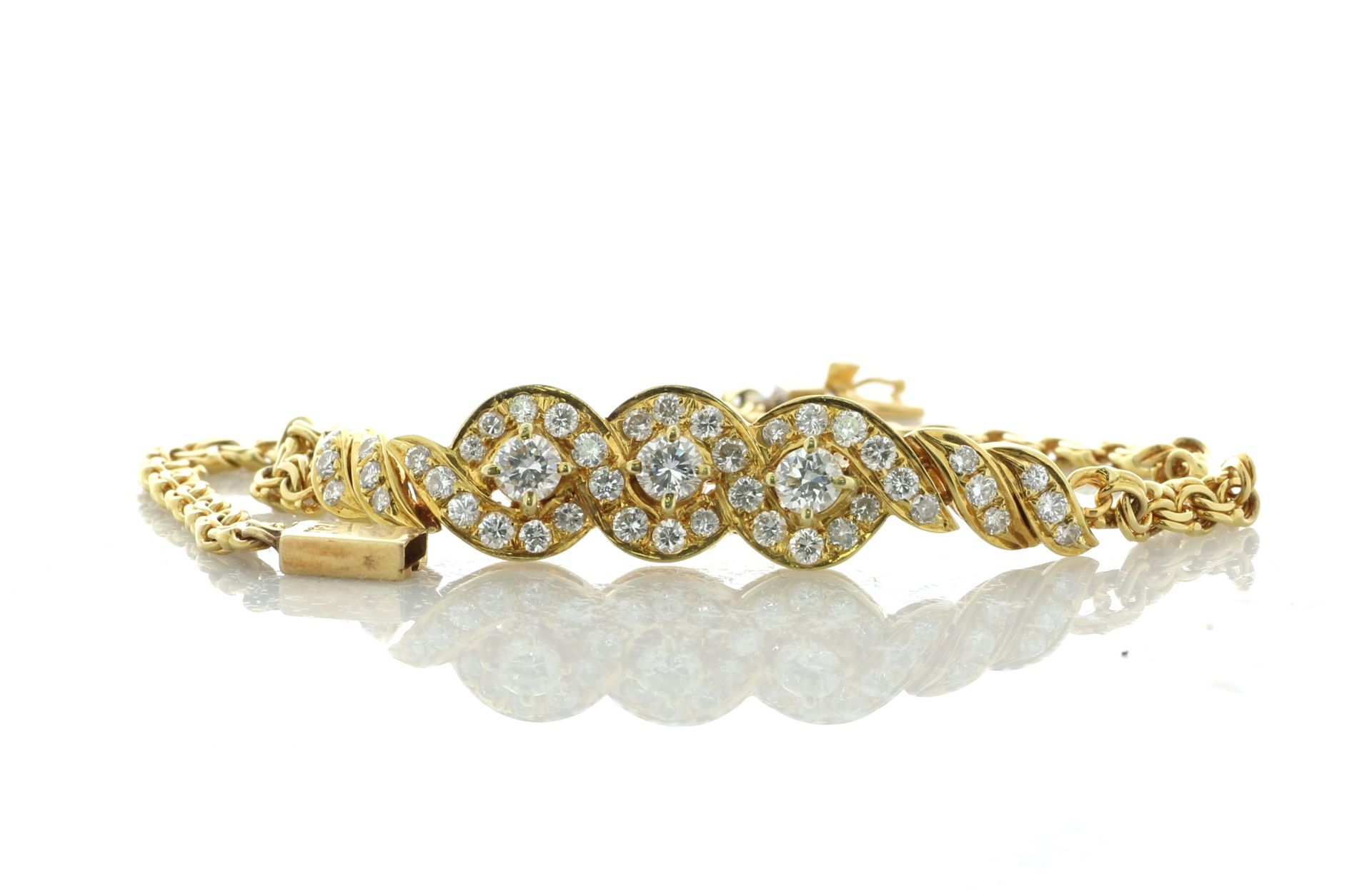 18ct Yellow Gold Ladies Dress Diamond Bracelet 6 Inch 2.50 Carats - Valued By AGI £7,250.00 - This