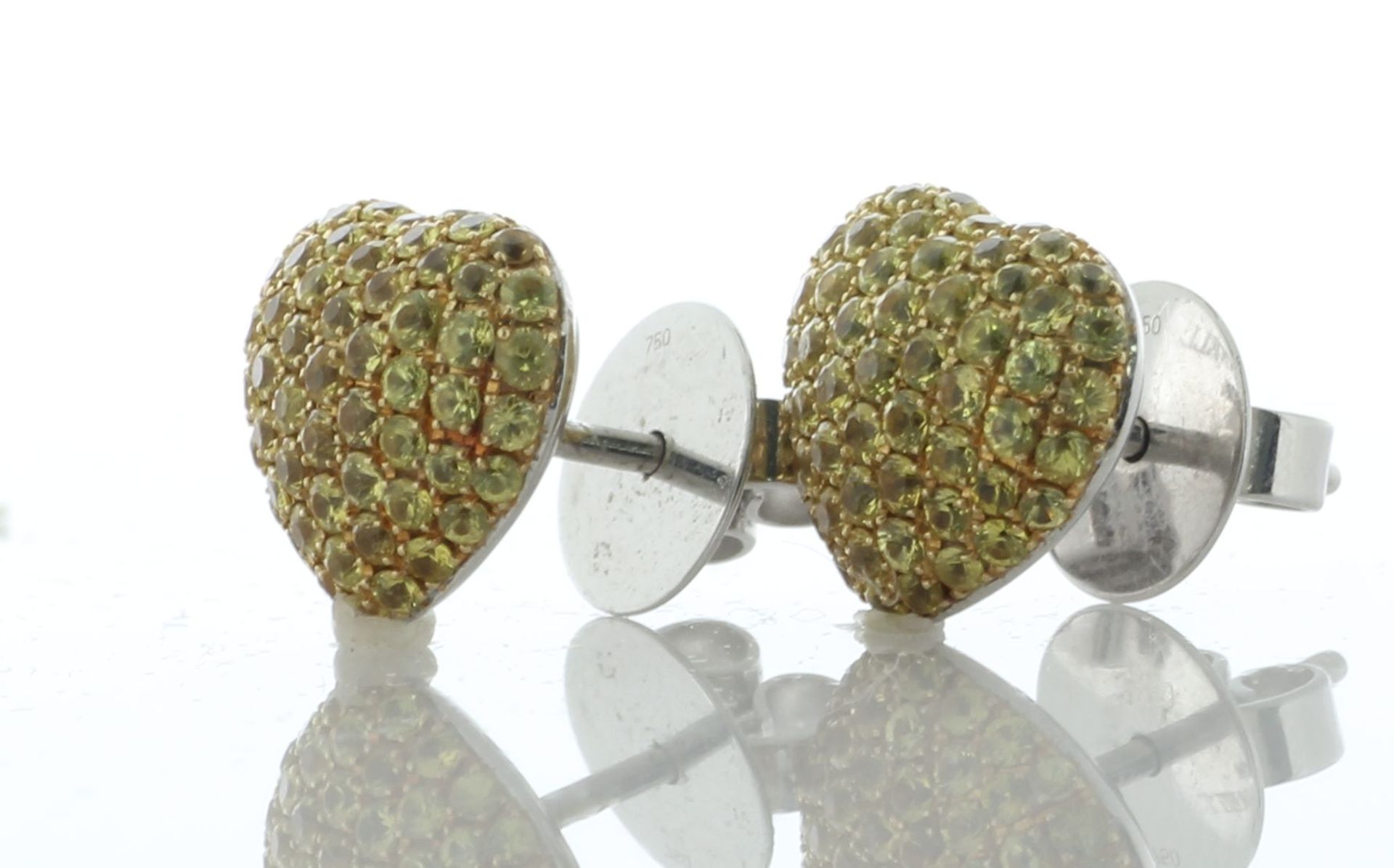 18ct White Gold Theo Fennel Diamond And Sapphire Heart Shaped Stud Earrings - Valued By AGI £5,830. - Image 2 of 3