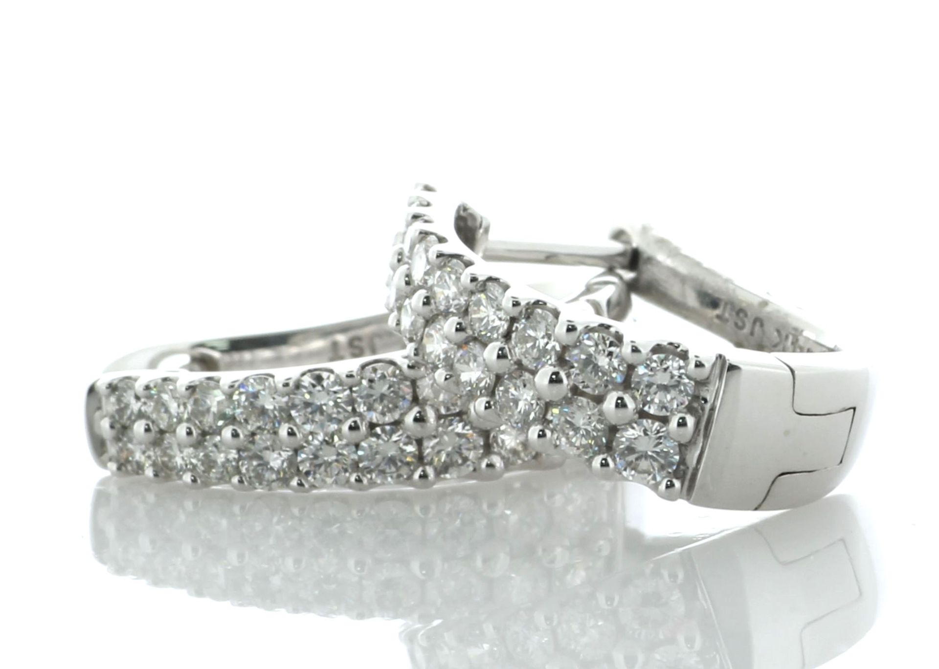 14ct White Gold Diamond Hoop Earrings 1.00 Carats - Valued By AGI £4,900.00 - A gorgeous pair of