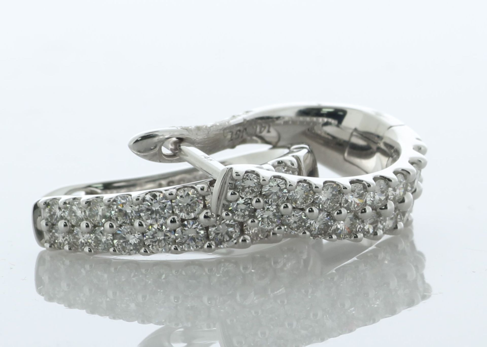 14ct White Gold Diamond Hoop Earrings 1.00 Carats - Valued By AGI £4,900.00 - A gorgeous pair of - Image 2 of 5