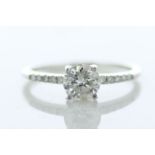 18ct White Gold Single Stone Prong Set With Stone Set Shoulders Diamond Ring (0.90) 1.00 Carats -