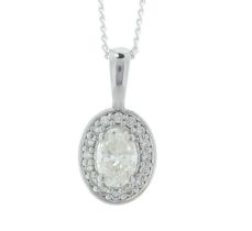 18ct White Gold Single Stone With Halo Setting Pendant (0.42) 0.51 Carats - Valued By IDI £6,385.